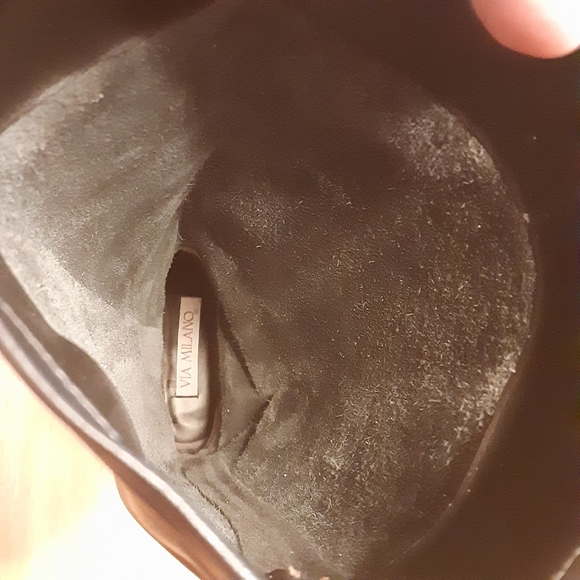 VINTAGE VIA MILANO BLACK KNEE HIGH 1" HEEL PULL ON LEATHER RIDING BOOTS WMS- 6B - Picture 10 of 15